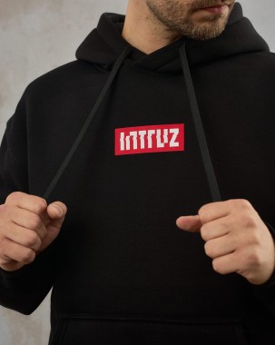 RED LOGO HOODIE BLK