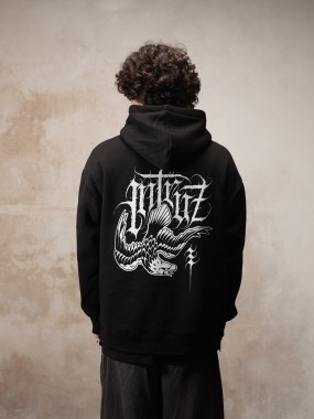 MOKER X TACKI HOODIE POCKET ZIP BLK